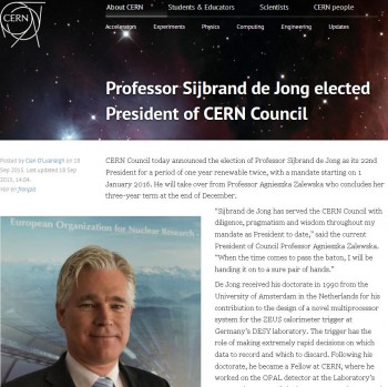 cern new president Sijbrand de Jong