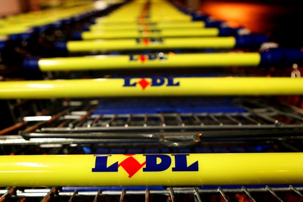 Lidl supermarket trollies, trolleys in Lowestoft, Suffolk.