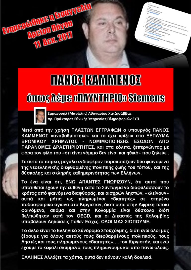 ΠΑΝΟΣ ΚΑΜΜΕΝΟΣ όπως λέμε «ΠΛΥΝΤΗΡΙΟ» Siemens