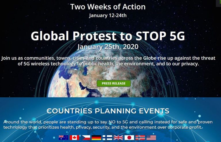ΠΑΓΚΟΣΜΙΑ ΗΜΕΡΑ ΔΙΑΜΑΡΤΥΡΙΑΣ ΚΑΤΑ ΤΟΥ 5G, 25 ΙΑΝΟΥΑΡΙΟΥ 2020