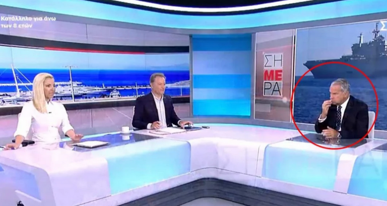 Η κάμερα «τσάκωσε» τον Βορίδη να κάνει νόημα «τσιμουδιά» στους δημοσιογράφους του Σκάι