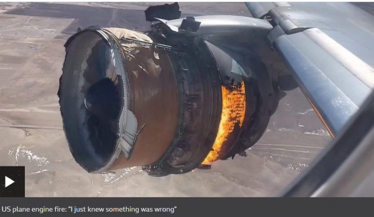 Συγκλονιστικές εικόνες από τον κατεστραμμένο κινητήρα αεροσκάφους της United Airlines