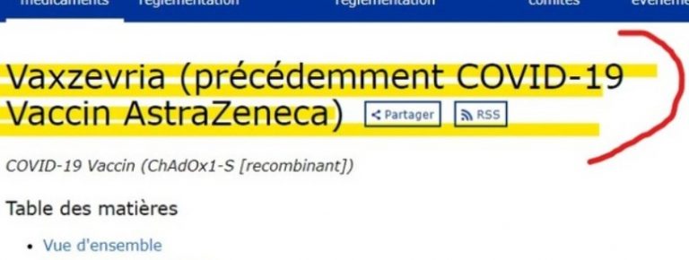 Υγειονομική τρομοκρατία: Το εμβόλιο AstraZeneca μετονομάστηκε σε Vaxzevria σαν την τρομοκρατική οργάνωση την Al Nusra που αποκλήθηκε Hayʼat Taḥrīr al-Shām για να σβήσει τα θανατηφόρα ίχνη της, προς αναβάπτιση και ξέπλυμα!