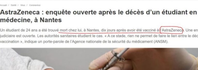 24χρονος φοιτητής Ιατρικής πέθανε στη Γαλλία από θρόμβωση 10 μέρες μετά τον εμβολιασμό του με AstraZeneca!