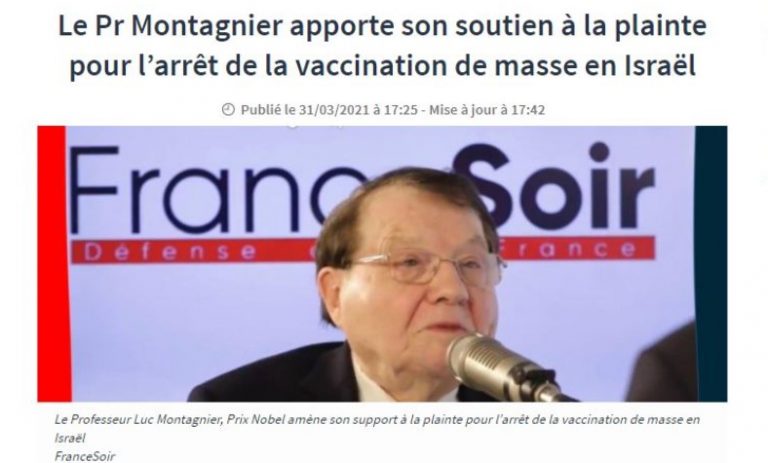 Ο Καθ.Luc Montagnier (Νόμπελ Ιατρικής) μ΄επιστολή του στο Ανώτατο Δικαστήριο του Ισραήλ υποστηρίζει την προσφυγή για διακοπή μαζικού εμβολιασμού!