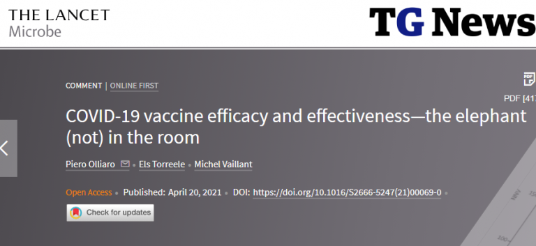 The Lancet – Έρευνα για το ARR (Απόλυτη Μείωση Κινδύνου / Αποτελεσματικότητα) των Εμβολίων: Pfizer / BioNTech 0,84%, AstraZeneca 1,3%, Moderna 1,2%, J&J 1,2%