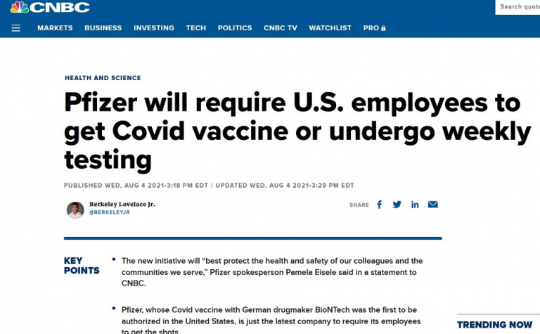 Εργαζόμενοι στην Pfizer δεν έχουν εμβολιαστεί! Τι δεν καταλαβαίνεις
