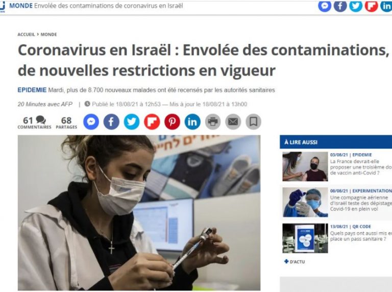 ΠΑΤΑΓΩΔΗ ΑΠΟΤΥΧΙΑ στο Ισραήλ. Πάνω από 8.700 νέα κρούσματα σε 1 ημέρα στο πανεμβολιασμένο Ισραήλ! Αρνητικό ρεκόρ από το Γενάρη!