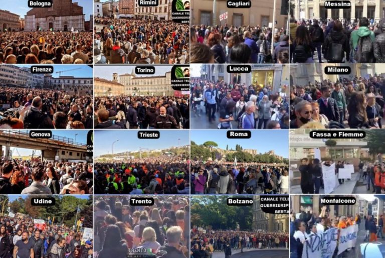 ΕΞΕΓΕΡΣΗ Απίστευτη Αντίσταση στην Ιταλία.Μαζικές διαδηλώσεις σε όλες τις πόλεις κατά green pass.