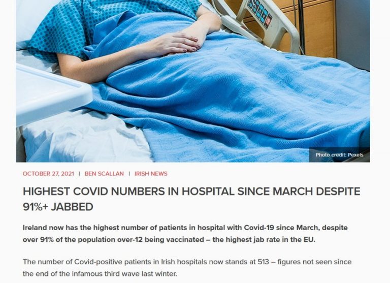 Ρεκόρ κρουσμάτων στην Ιρλανδία ενώ το 91 % των πολιτών της άνω των 12 ετών έχουν εμβολιαστεί!