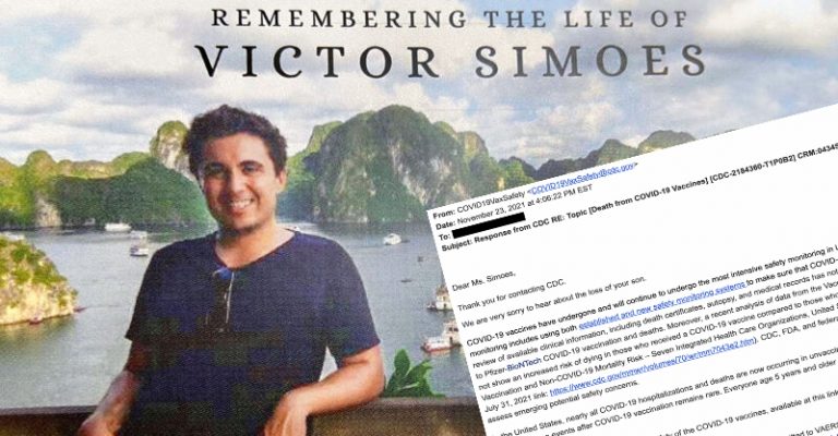 Μητέρα 34χρονου, ο οποίος πέθανε 2 εβδομάδες μετά από «τσίμπημα» Pfizer, δημοσιεύει «γελοίες» επιστολές από το CDC, το οποίο ΔΕΝ ερευνά το θάνατο του γιού της..