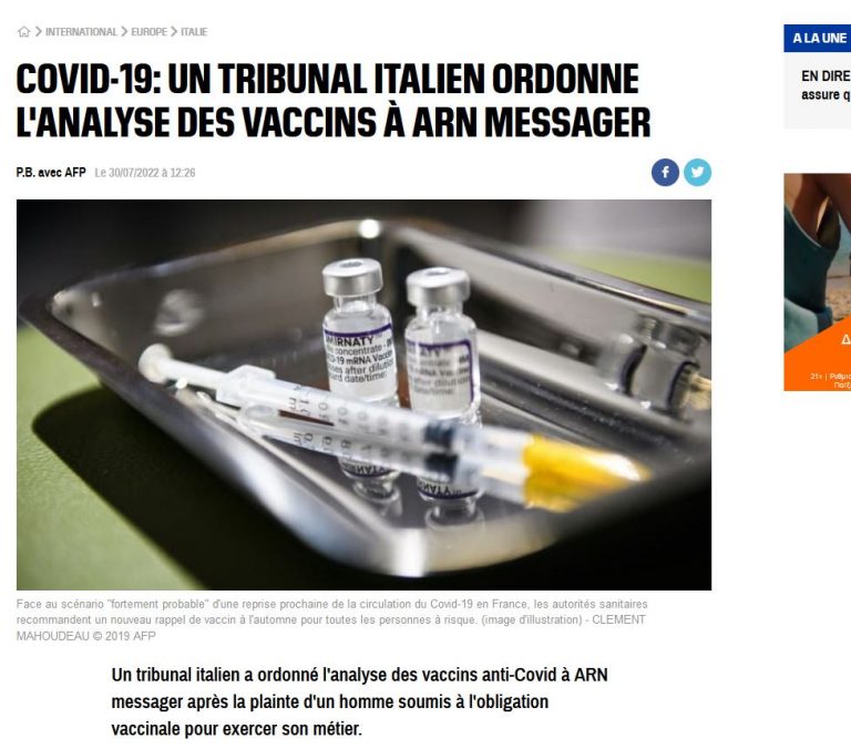 Σημαντική εξέλιξη: Η ιταλική Δικαιοσύνη ζήτησε την άμεση εργαστηριακή ανάλυση των εμβολίων mRNA – Γνωμάτευση βόμβα