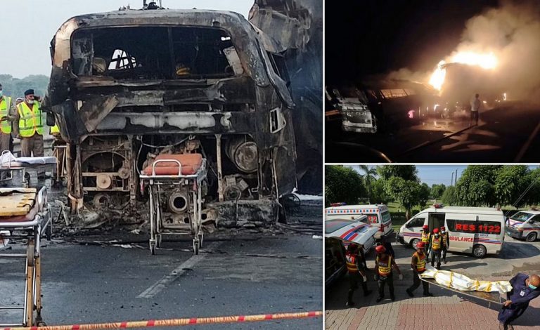 Πακιστάν: Τουλάχιστον 20 νεκροί σε πυρκαγιά μετά από σύγκρουση λεωφορείου με βυτιοφόρο