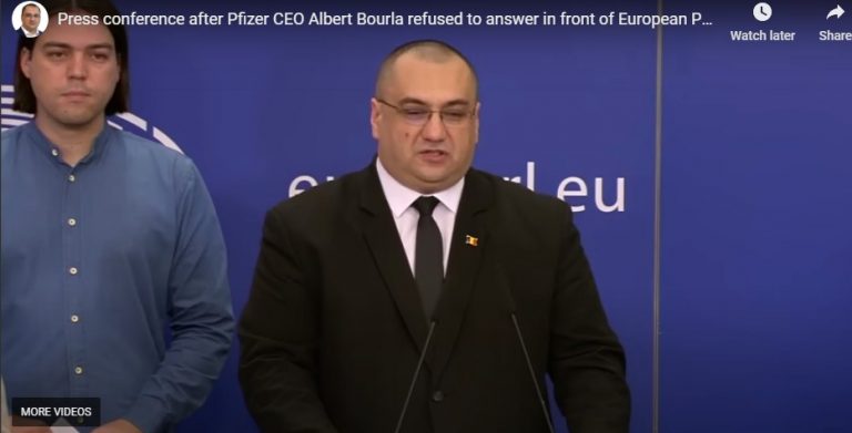 Συνέντευξη Τύπου μετά την άρνηση του διευθύνοντος συμβούλου της Pfizer Albert Bourla να απαντήσει ενώπιον του Ευρωπαϊκού Κοινοβουλίου