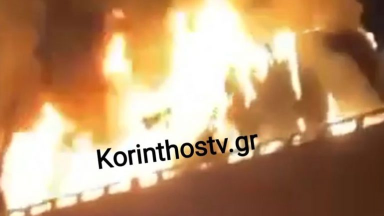 Στις φλόγες νταλίκα στην Εθνική Οδό Κορίνθου – Πατρών