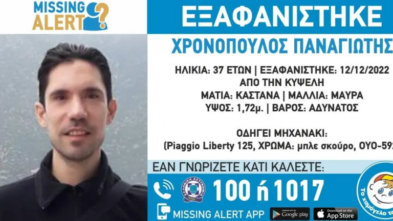 Missing Alert – Κυψέλη: Συναγερμός για την εξαφάνιση του 37χρονου Παναγιώτη Χρονόπουλου