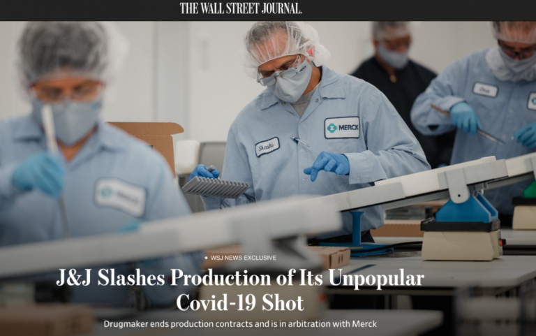 H WSJ αποκαλύπτει ότι η J&J όχι μόνο εγκαταλείπει τη παραγωγή εμβολίου COVID-19 αλλά βρίσκεται στα δικαστήρια με την Merck!