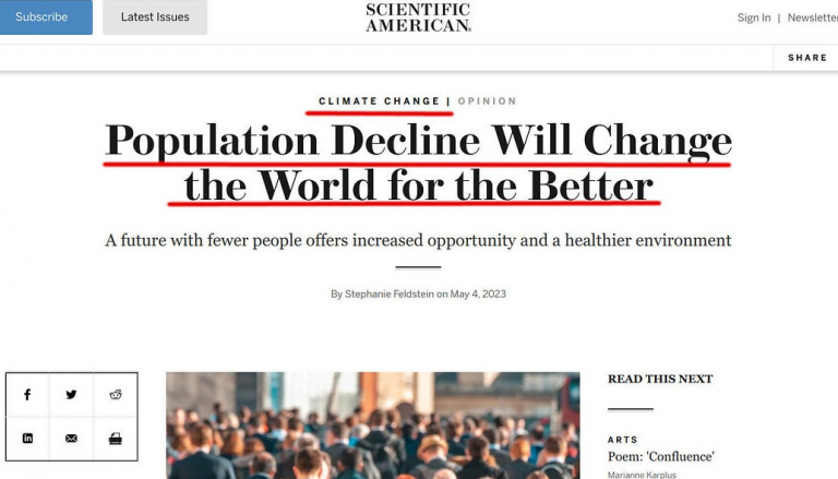 Scientific American: «Η μείωση του πληθυσμού θα αλλάξει τον κόσμο προς το καλύτερο»…