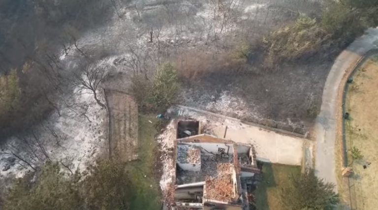 Cemetery burned as Greek wildfires sweep through villages