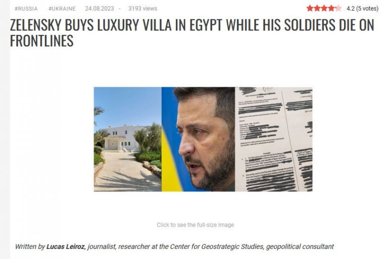 Zelensky: Αγοράζει πολυτελή βίλα στην Αίγυπτο!-Χιλιάδες Ουκρανοί σκοτώνονται στην αντεπίθεση–φιάσκο