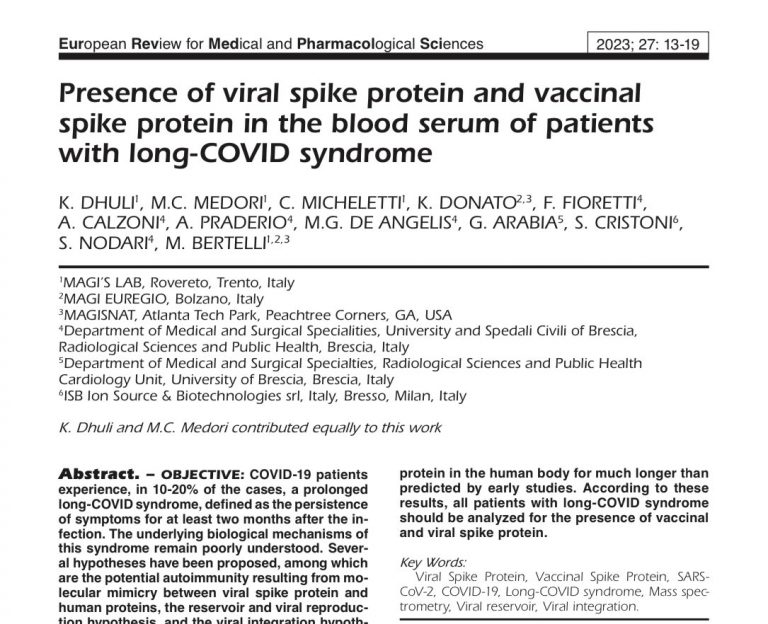 Η πρωτεινη ακιδας εμφανιζεται στο αιμα οσων εχουν συμπtωματα Long Covid