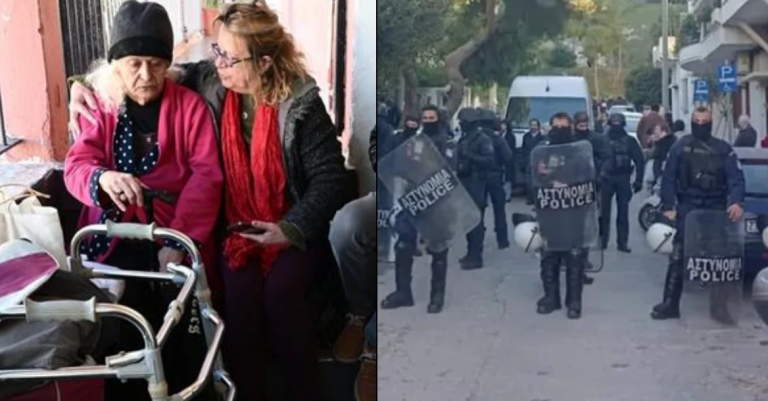 Κόρη ηλικιωμένης που την πέταξαν τα ΜΑΤ έξω από το σπίτι της: «Μας χτυπήσανε, βγάλανε σηκωτούς την μητέρα και τον αδερφό μου!»