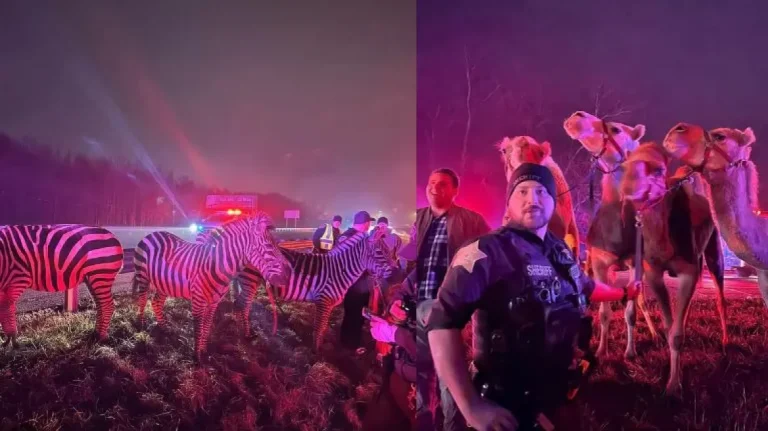 Ιντιάνα: Καμήλες και ζέβρες ξεχύθηκαν σε αυτοκινητόδρομο αφού έπιασε φωτιά το φορτηγό που τις μετέφερε