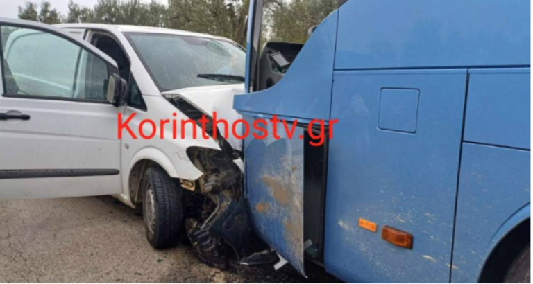 Σύγκρουση λεωφορείου με Ι.Χ στην Κορινθία