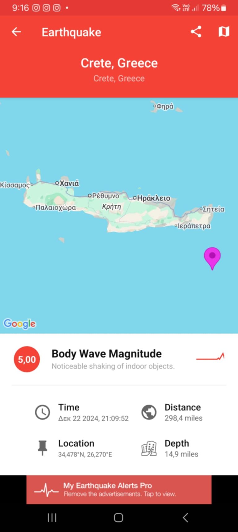 Σεισμος 5.1 richter Ανοιχτα της Κρητης