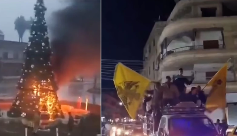 Συρία: Διαδηλώσεις γιατί μασκοφόροι έκαψαν χριστουγεννιάτικο δέντρο – Καλούν να προστατευτούν οι μειονότητες