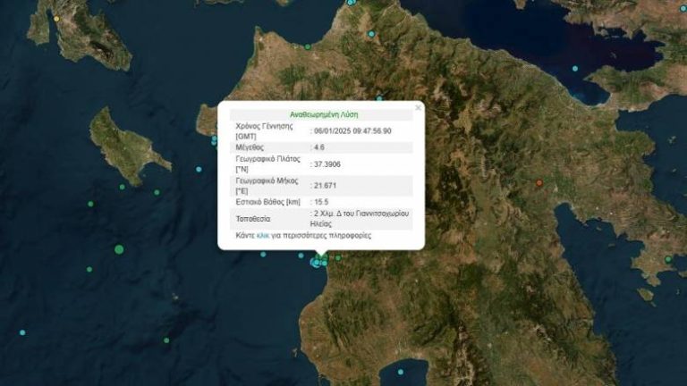 Απανωτές σεισμικές δονήσεις στην Ηλεία – Πάνω από 40 μετασεισμοί μετά τα 4,6 Ρίχτερ