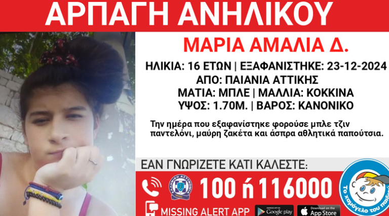 Συναγερμός για την αρπαγή 16χρονης από την Παιανία