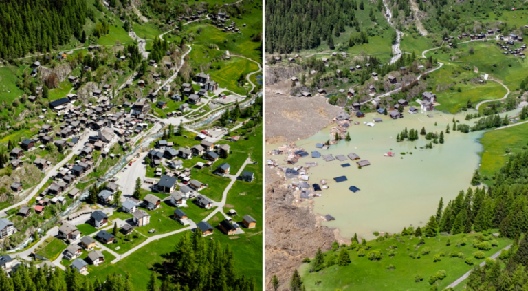 Ελβετία: Ένα ολόκληρο χωριό καλύφθηκε από κατολίσθηση παγετώνα – Συγκλονιστικές εικόνες