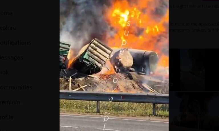 Κόλαση φωτιάς στη Ρωσία από σύγκρουση τρένου που μετέφερε καύσιμα με φορτηγό