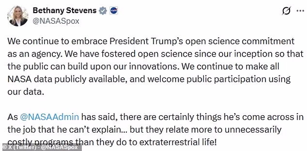 NASA has finally responded to his demands – but it crushes any hope that a collection of spooky documents are about to be released