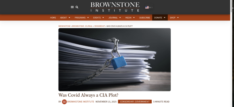 Brownstone Institute> Ήταν ο COVID Πάντα μια Συνωμοσία της CIA;