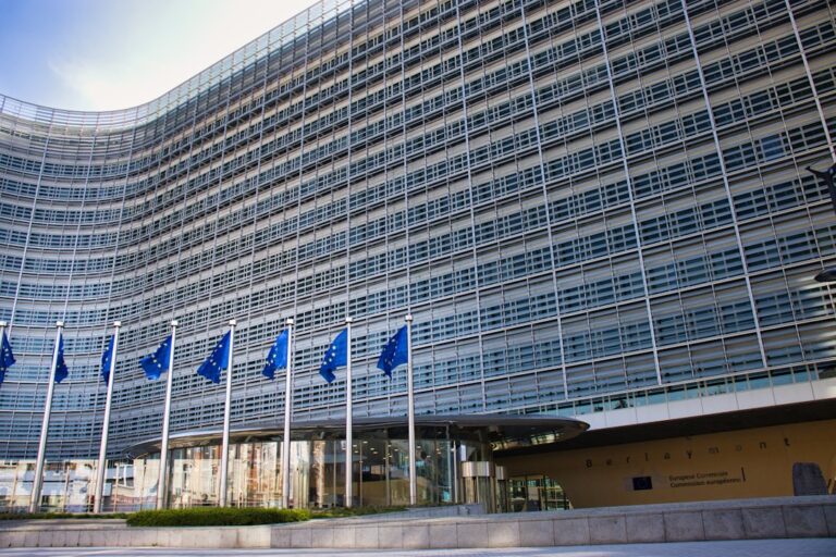 Σημαίες της Ευρωπαϊκής Ένωσης στις Βρυξέλλες – εικονογράφηση για τα παγωμένα ρωσικά περιουσιακά στοιχεία