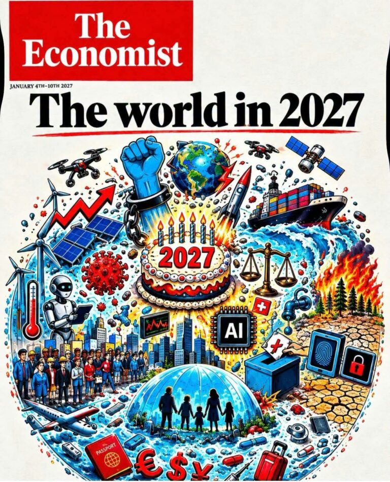 AI-generated fake εξώφυλλο The Economist – The World in 2027