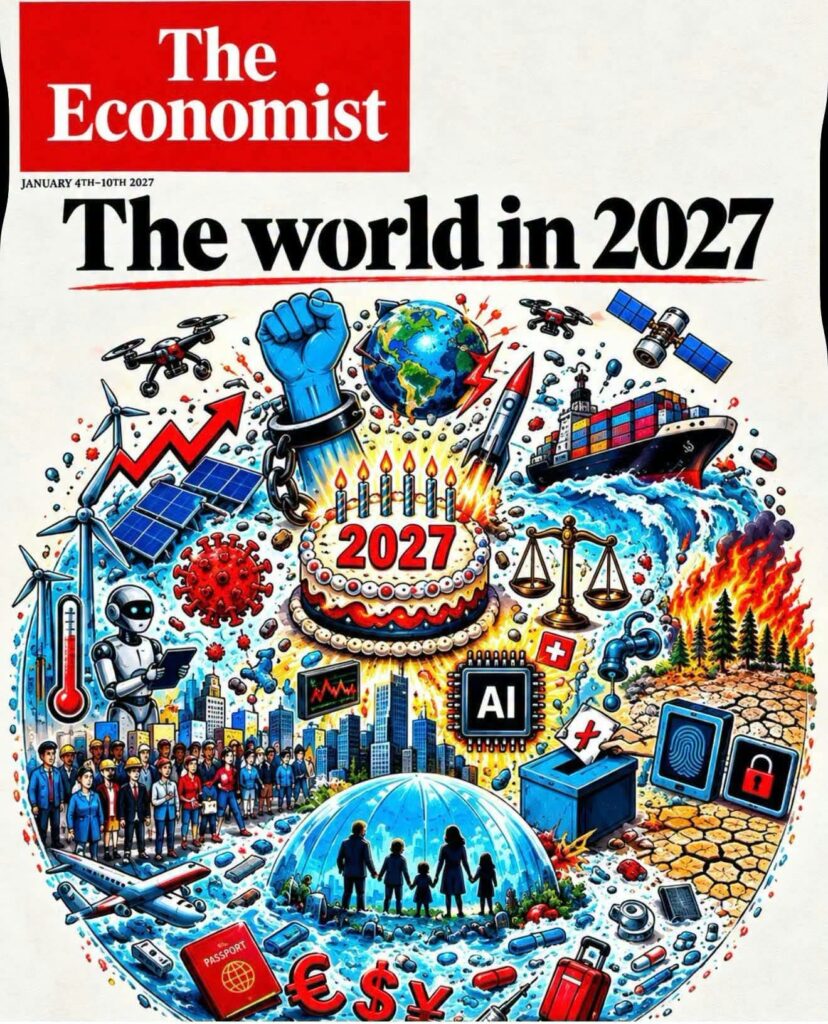 AI-generated fake εξώφυλλο The Economist – The World in 2027