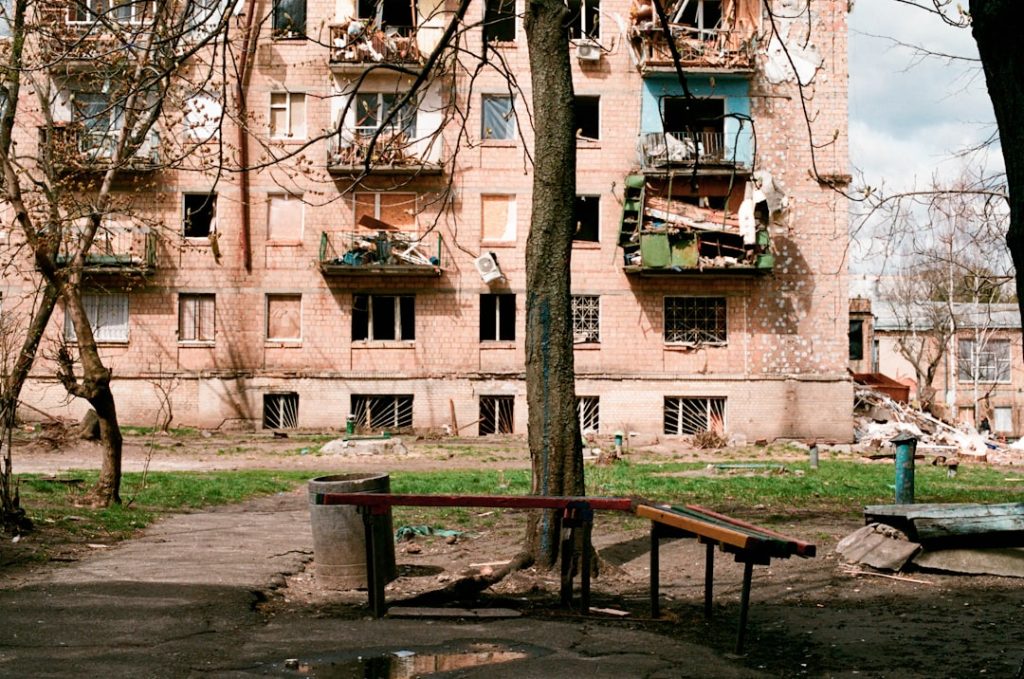 Κατεστραμμένο κτίριο στην Ουκρανία - φωτογραφία αρχείου