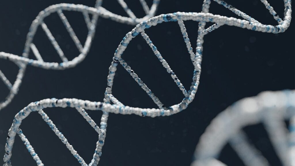 Διπλή έλικα DNA σε σκοτεινό φόντο