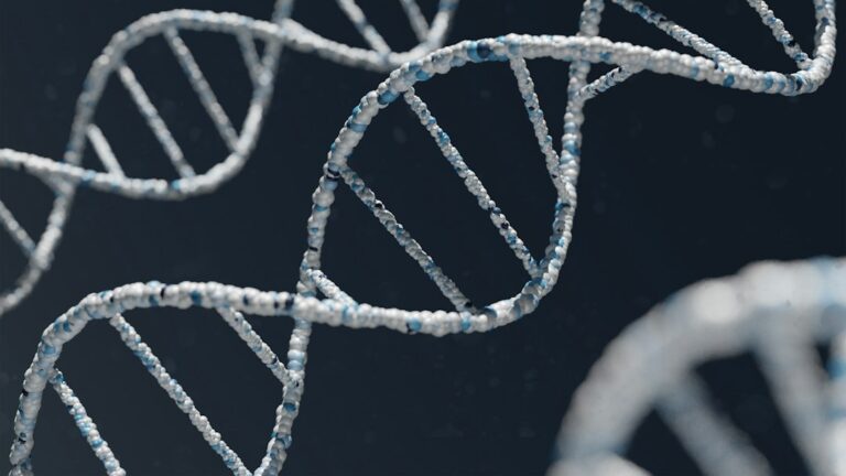 Διπλή έλικα DNA σε σκοτεινό φόντο